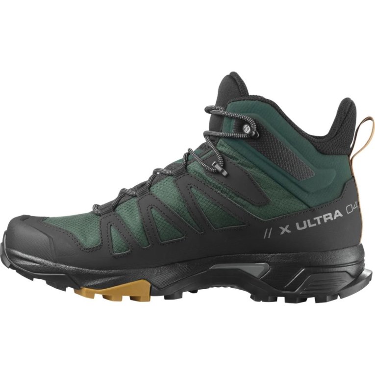 Green / Black Salomon X Ultra 4 Mid GTX Men's Hiking Boots | IE RS5693